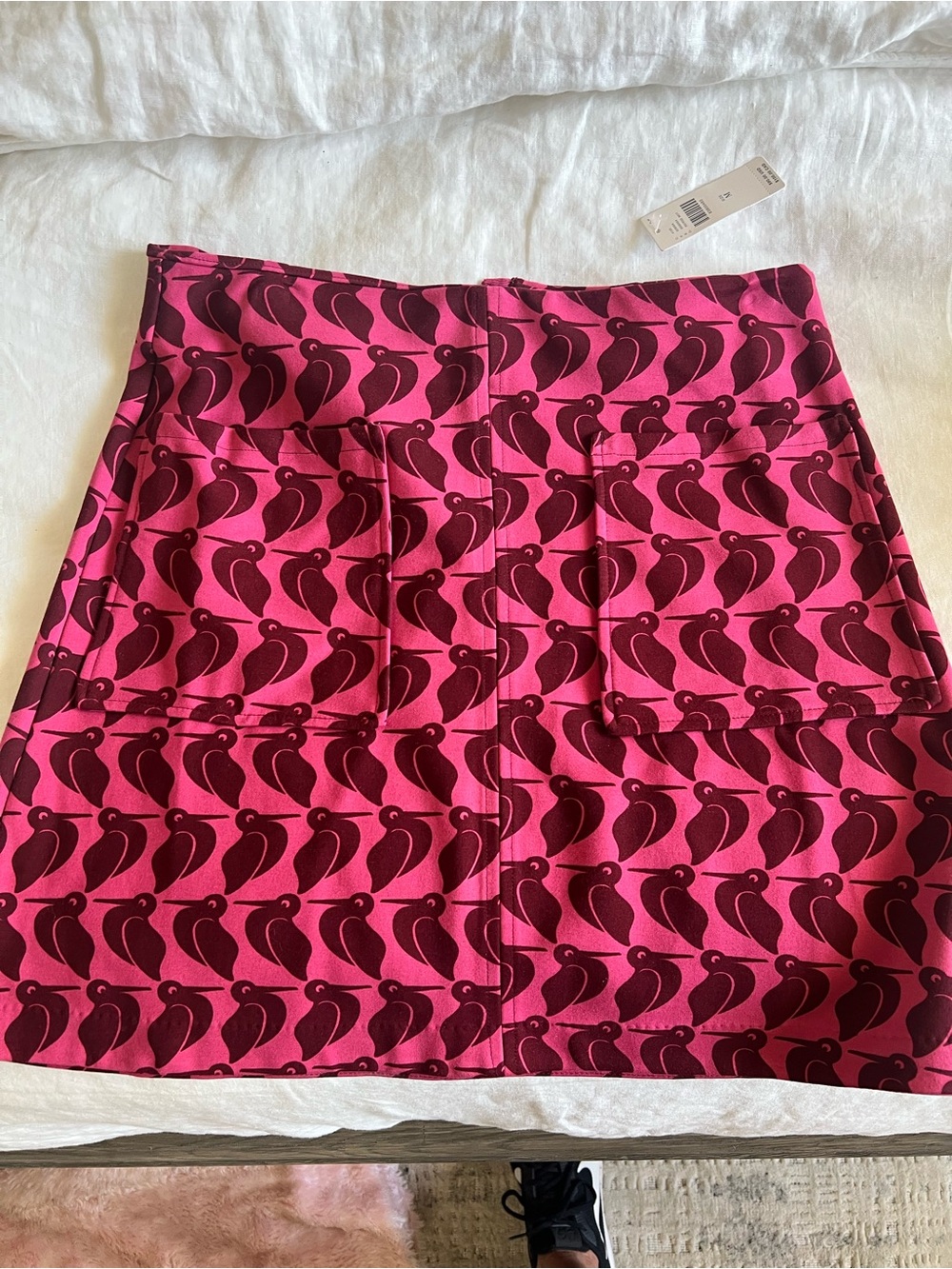 Anthropologie Pink and Dark Magenta Graphic Mini Skirt